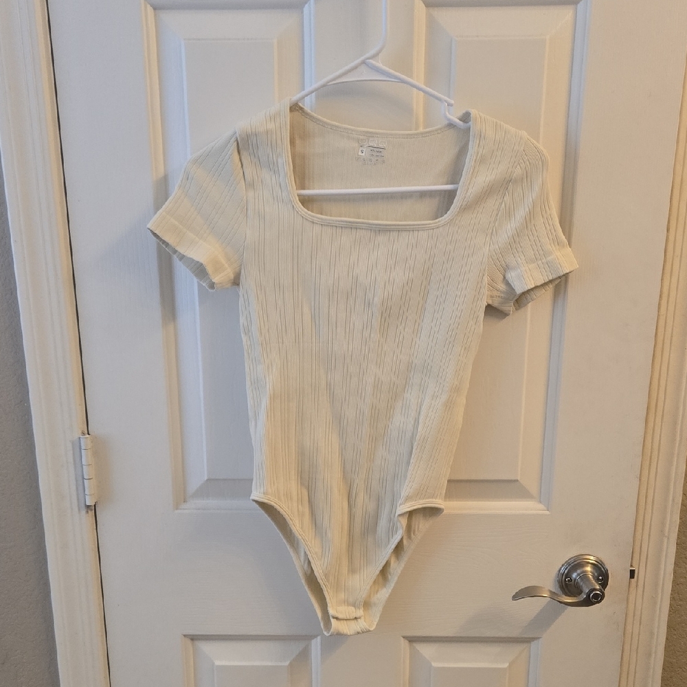 Cream Ribbed Bodysuit